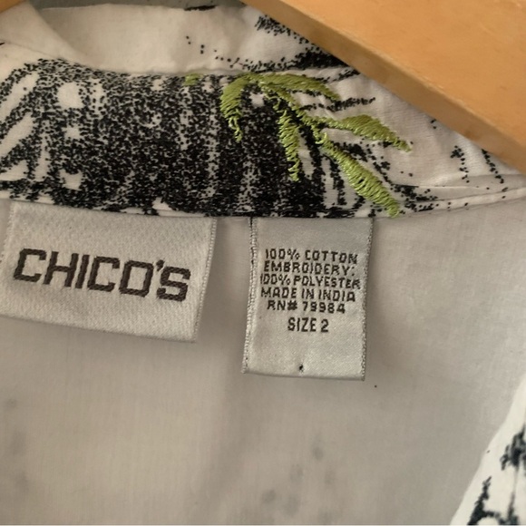 Chico's White and Black Embroidered Shirt - Picture 2 of 7
